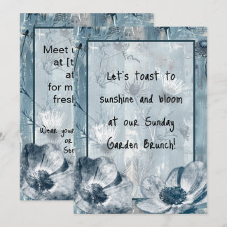Invitation Illustration botanique bleue vintage