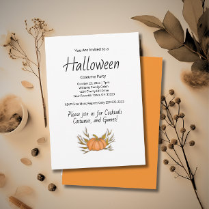 Invitation Illustration Citrouille mignonne Halloween Costume