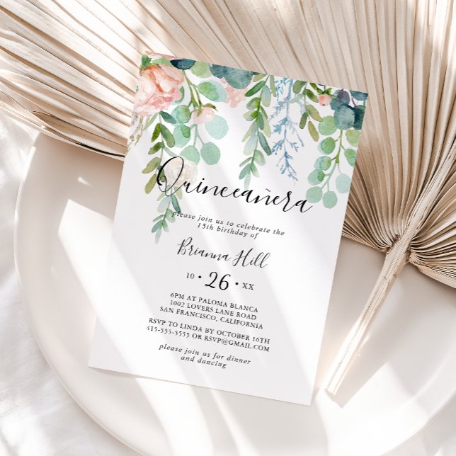 Invitation Illustration Colorful Tropical Floral Quinceañera (Créateur téléchargé)
