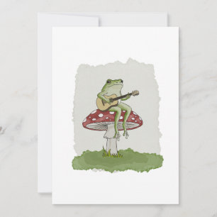 Invitation Illustration Cottagecore Grenouille Jouant de la G