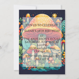Invitation Illustration Creative Mushroom fête d'anniversaire
