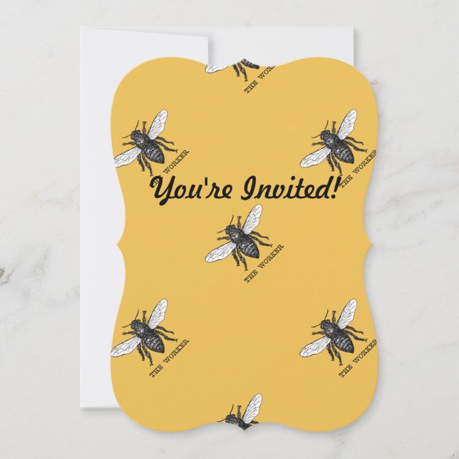 Invitation Illustration d'abeille ouvrière vintage (Devant)