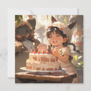 Invitation Illustration d'anniversaire de style Anime