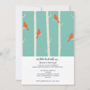 Invitation Illustration d'anniversaire d'oiseaux orange sur u