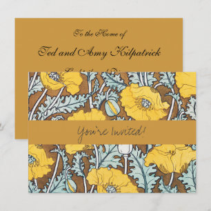 Invitation illustration d'art pavot fleur jaune