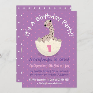 Invitation Illustration d'autruche pour bébé à couver mignon