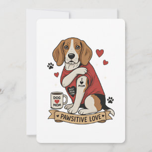 Invitation Illustration de Beagle tatoué I Heart Mom