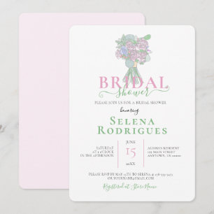 Invitation Illustration de bouquet rose et vert pour enterrem