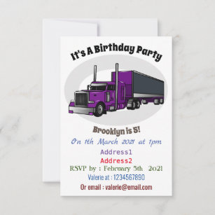 Invitation Illustration de camion semi-remorque