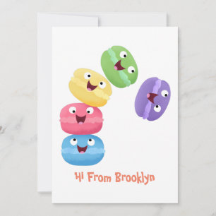 Invitation Illustration de caricature de macarons marrant mig