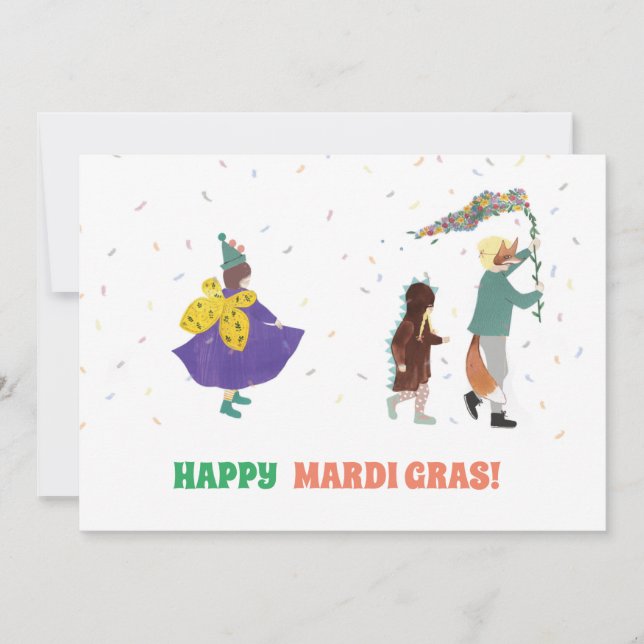 Invitation Illustration de Carnaval de Mardi Gras pour enfant (Devant)