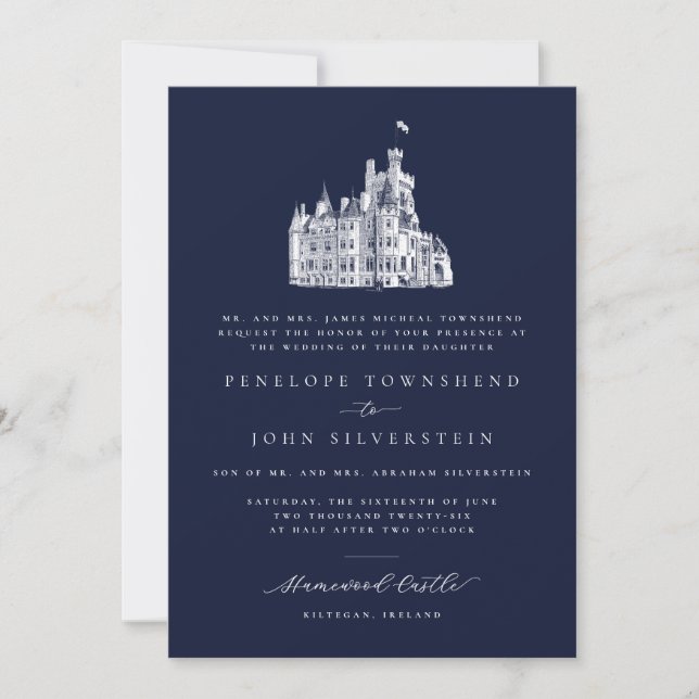 Invitation Illustration de château élégant Mariage formel Nav (Devant)