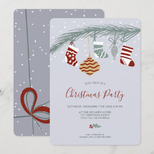 Invitation Illustration de chaussettes de Noël fantaisie mode