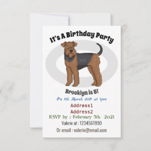 Invitation illustration de chien airedale terrier de dessin a
