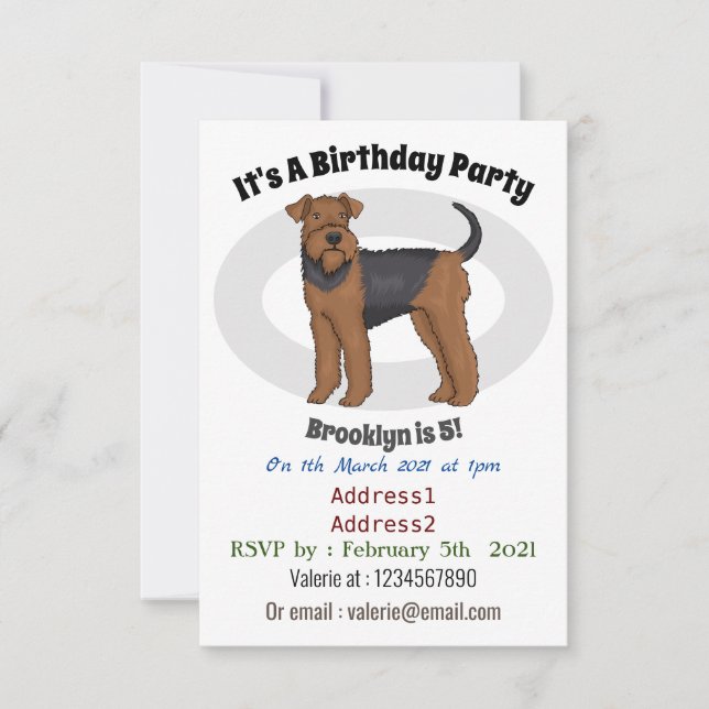 Invitation illustration de chien airedale terrier de dessin a (Devant)