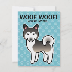 Invitation Illustration de chien Malamute d'Alaska gris loup