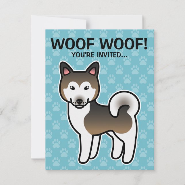 Invitation Illustration de chien Malamute d'Alaska sable et b (Devant)