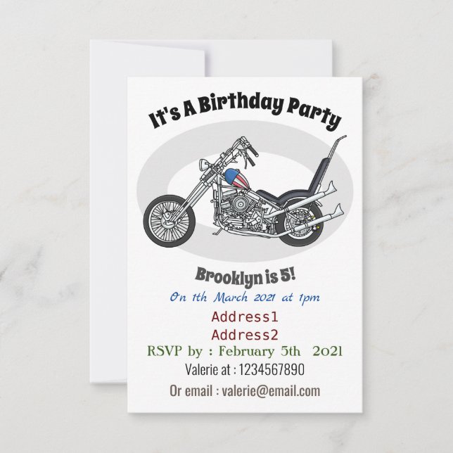 Invitation Illustration de Chopper Motorcycle 1950 (Devant)