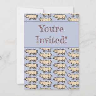 Invitation Illustration de cochon antique mignon vintage