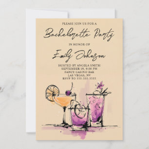 Invitation Illustration de cocktails girly pour enterrement d