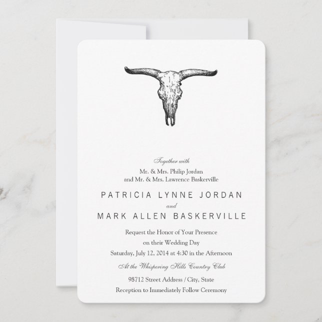 Invitation Illustration de crâne d'aurochs vintage (Devant)