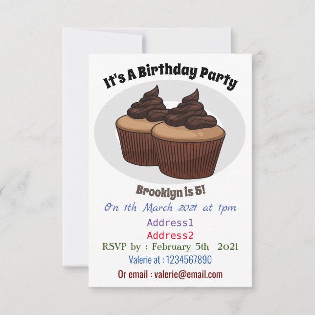 Invitation Illustration de Cupcake (Devant)
