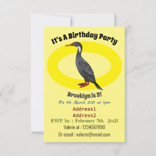 Invitation Illustration de dessin animé d'oiseau cormoran à p