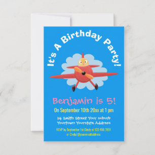 Invitation Illustration de dessin animé d'oiseau mignon pilot