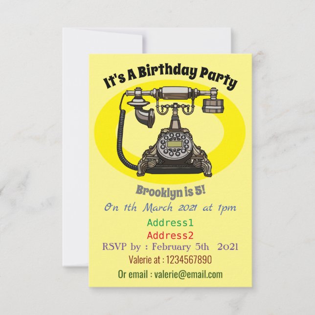 Invitation Illustration de dessin téléphonique (Devant)