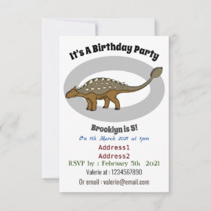 Invitation Illustration de dinosaure blindé Ankylosaurus