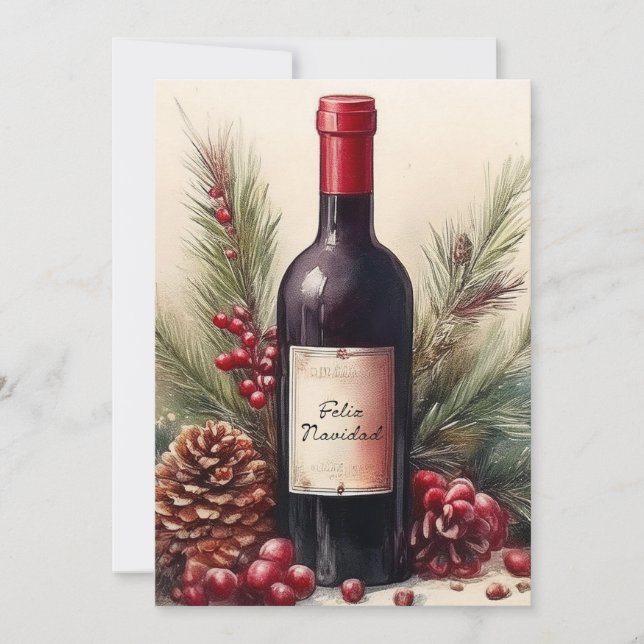 Invitation Illustration de Feliz Navidad sur une bouteille de (Devant)