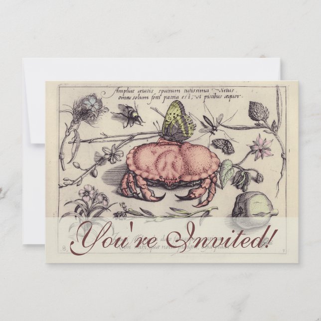 Invitation Illustration de fleur d'insecte botanique de crabe (Devant)