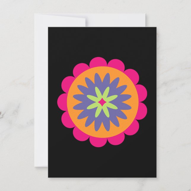 Invitation illustration de formes florales orange et rose (Devant)