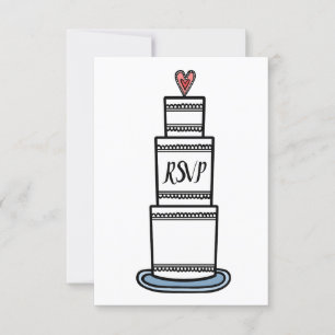 Invitation Illustration de gâteau Mariage personnalisé RSVP