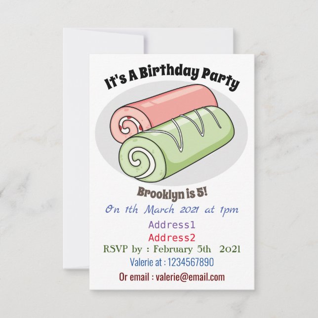 Invitation Illustration de gâteau suisse roll / roll (Devant)