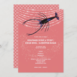 Invitation Illustration de homard cordon lumières échelle de 