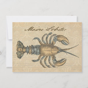 Invitation Illustration de homard vintage : damas côtier