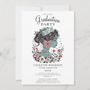 Invitation Illustration de la graduation florale des infirmiè