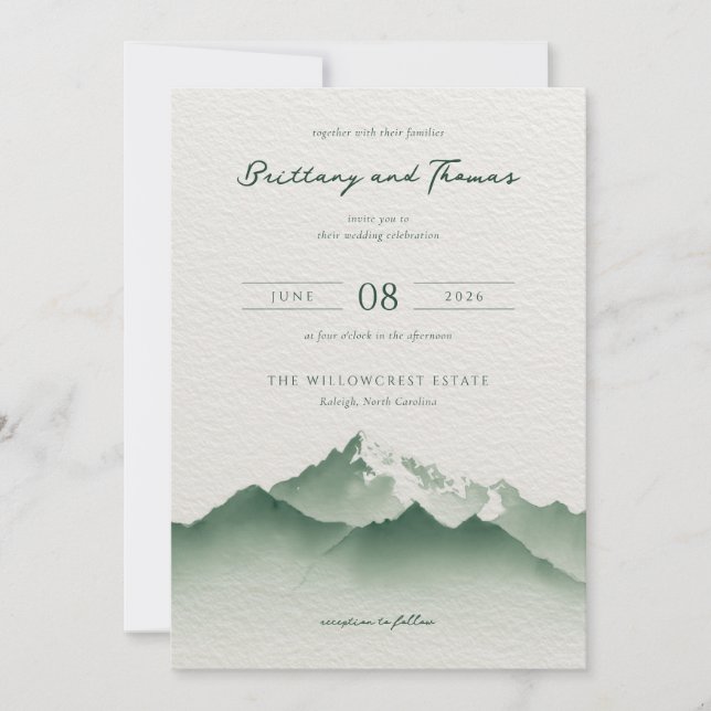 Invitation Illustration de la montagne verte calme (Devant)