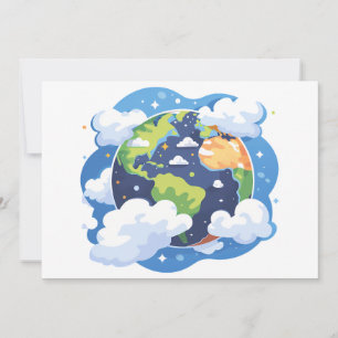 Invitation Illustration de la Terre avec des nuages dans l'es