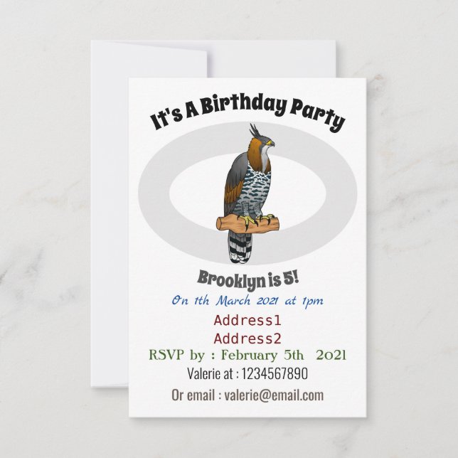 Invitation Illustration de l'aigle à faucon orné (Devant)