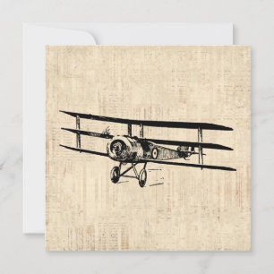 Invitation Illustration de l'ancien avion d'avion Vintage