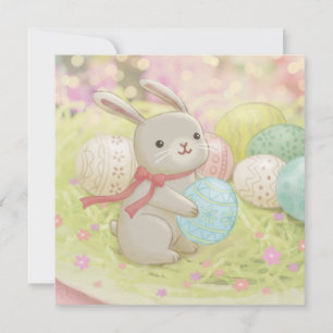 Invitation Illustration de lapin de Pâques et d'œufs de Pâque