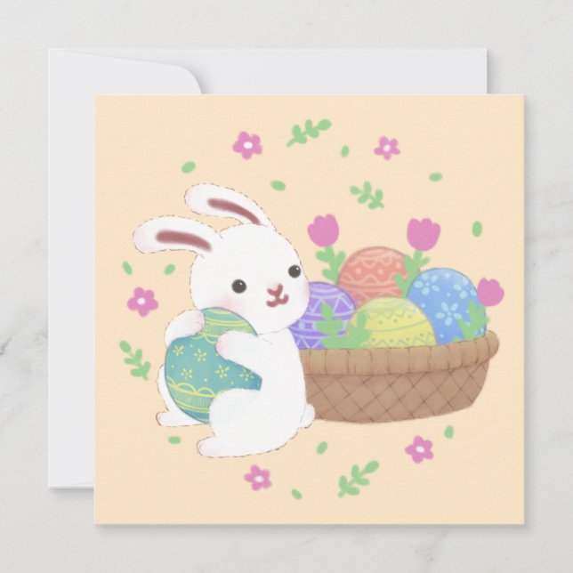 Invitation Illustration de lapin de Pâques mignon (Devant)