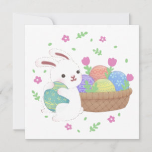 Invitation Illustration de lapin de Pâques mignon