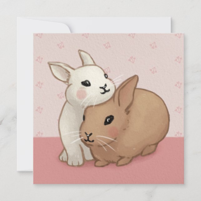 Invitation Illustration de lapin mignon (Devant)