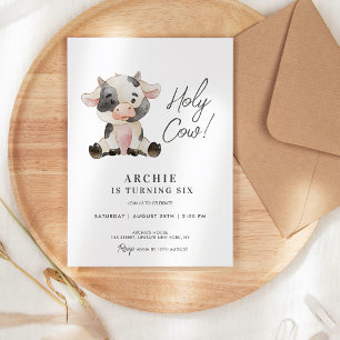 Invitation Illustration de l'aquarelle de la vache sainte fêt