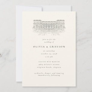 Invitation Illustration de lieu Vieil Argent, Mariage