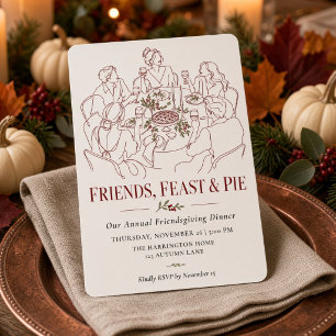 Invitation Illustration de ligne éditoriale Friends Feast et