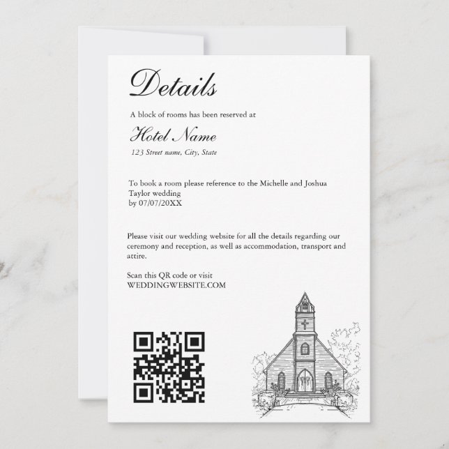 Invitation Illustration de l'immeuble du Mariage tiré à la ma (Devant)